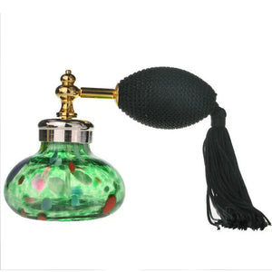 Green mouth blown glass perfume fragrance atomizer with arm