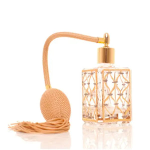 Hand painted square bottle perfume atomizer with Gold tassel