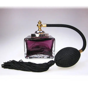 Heavy Amethyst Colour Cube glass perfume atomizer