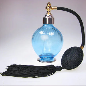 Ice Blue Colour glass perfume atomizer with Sterling silver