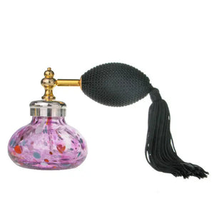 Mauve mouth blown glass perfume fragrance atomizer with arm