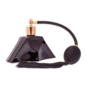 Shaped thick cut black glass with black tassel - BLACK /