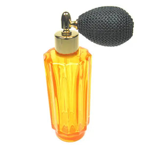 Tall Amber Ribbed Perfume Bottle with Bulb Atomizer 60ml -